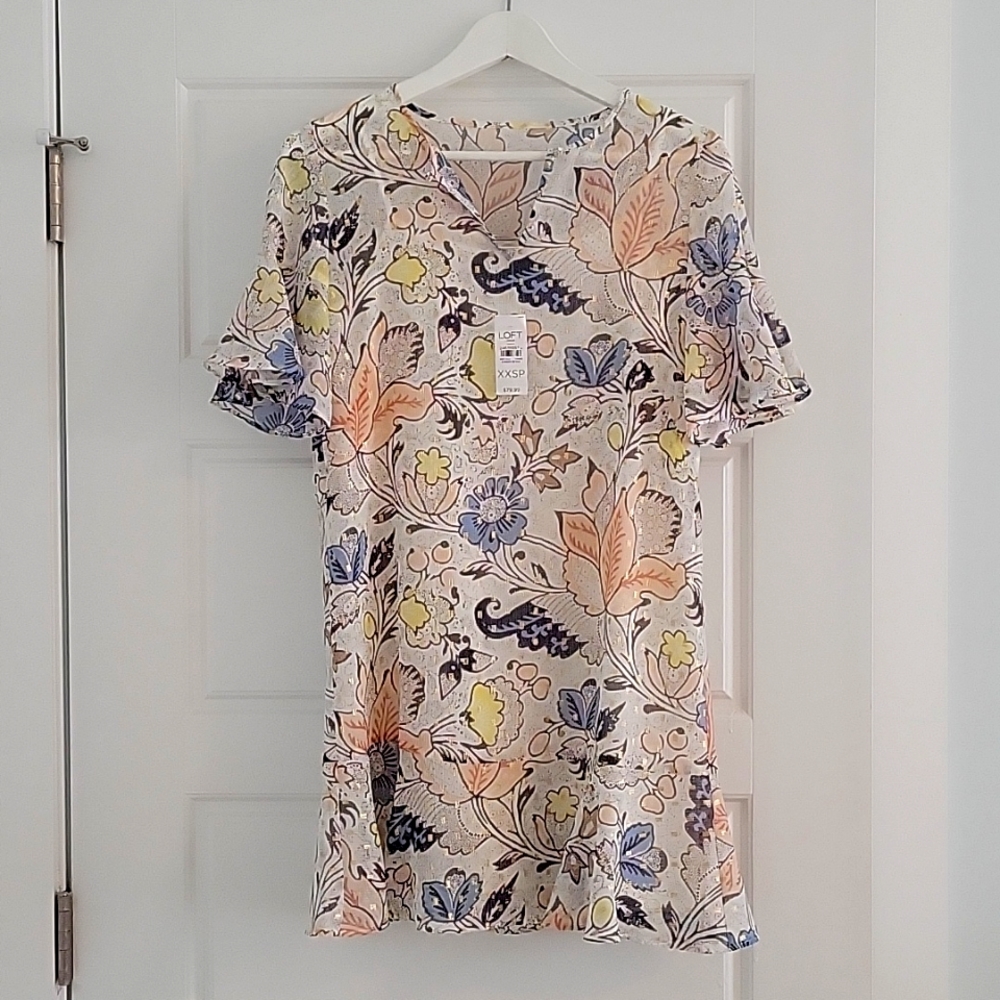Floral Dress, XXS P, Light Blue/Pink